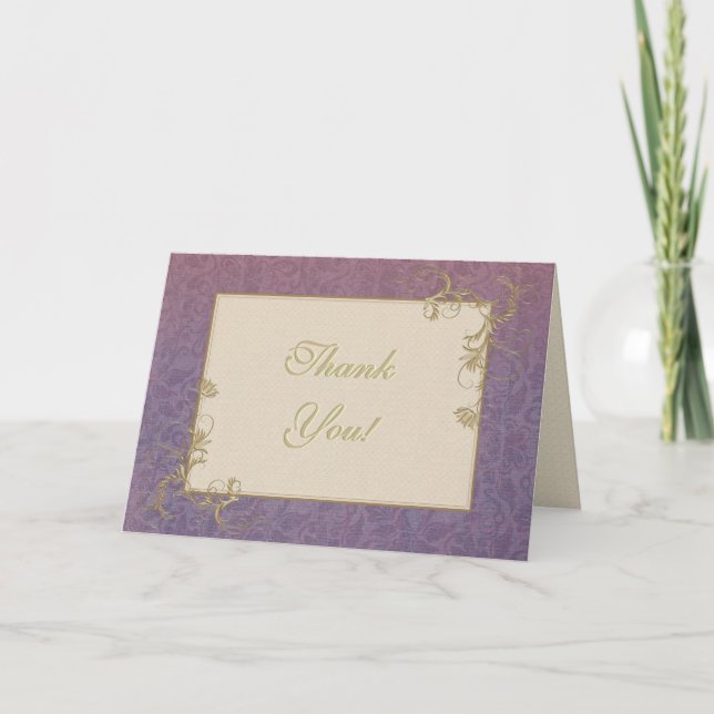 Obrigado Modelo Dourado Rosa e Roxo Damask (Frente)