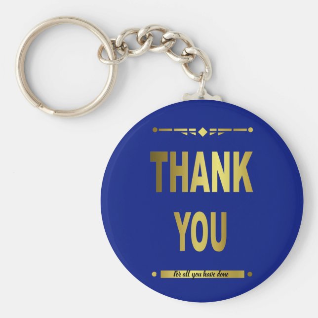 Obrigado Modern Blue Dourada Chaveiro (Frente)