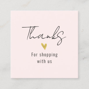 Obrigado Modern Dourado Heart Square Cartão de vis