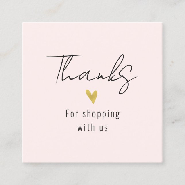 Obrigado Modern Dourado Heart Square Cartão de vis (Frente)