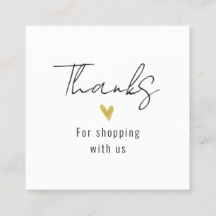 Obrigado Modern Dourado Heart Square Cartão de vis