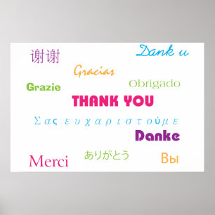 Obrigado no poster de muitas línguas