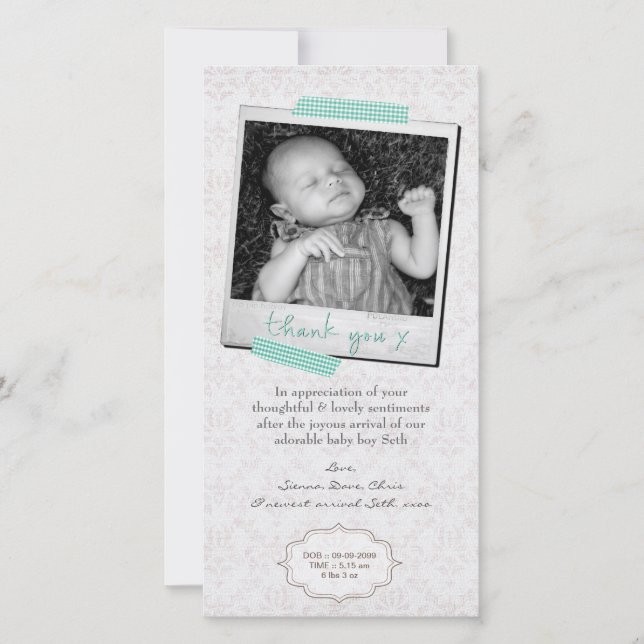 Obrigado notar o modelo do anúncio do bebé (Frente)