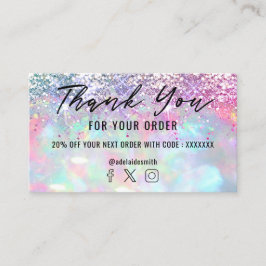 obrigado opal brilhante cartão de visita