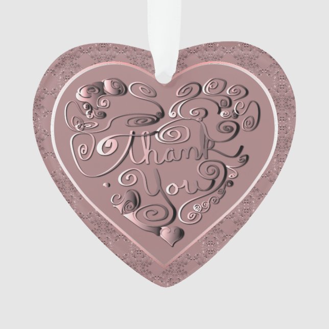 "Obrigado" Ornamento de Acrílico Rosa Po dusty (Frente)
