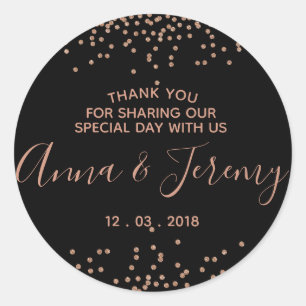 Obrigado ouro cor-de-rosa e etiqueta preta dos