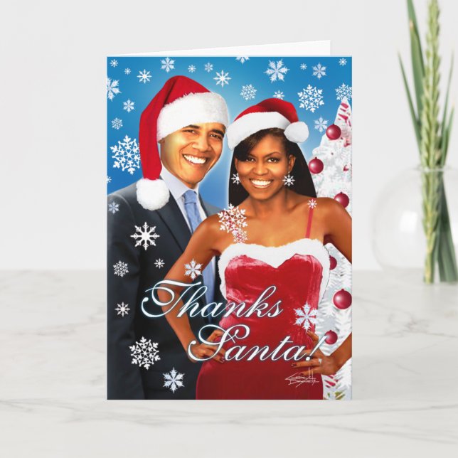 Obrigado, Papai Noel! Cartão de Boas Festas (Frente)