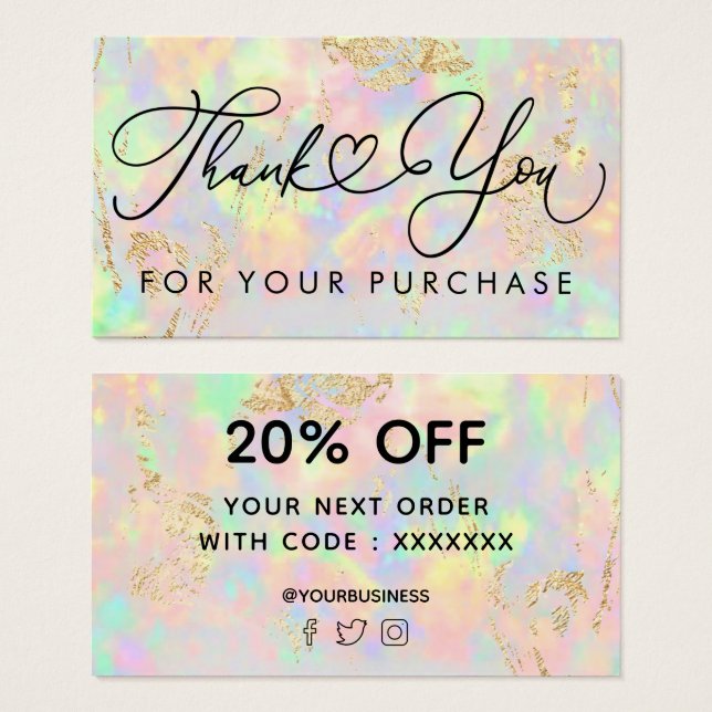 obrigado para a sua compra opal iridescente (Frente & Verso)