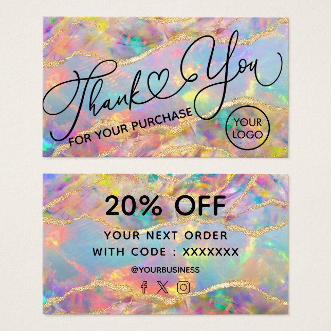 obrigado para sua compra opal colorido (Frente & Verso)