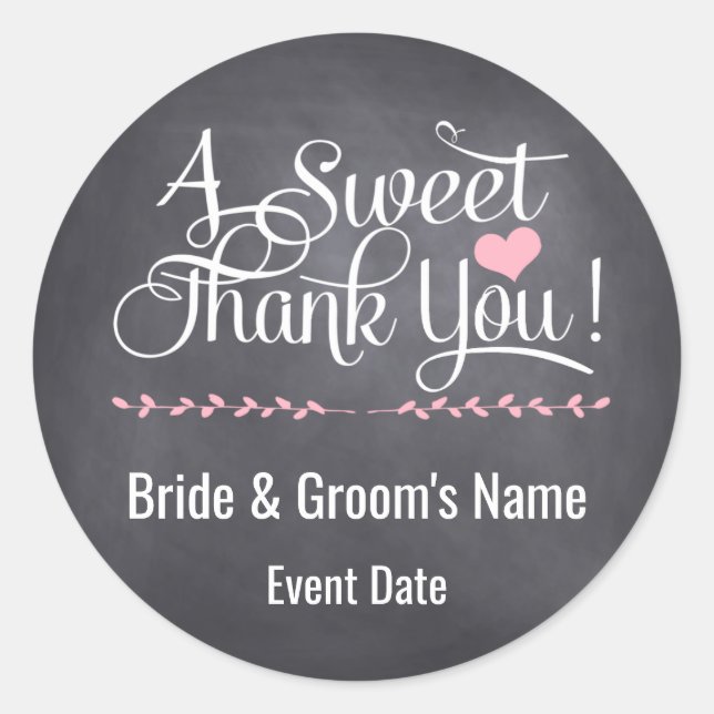 Obrigado pelo adesivo para casamentos e chás (Frente)