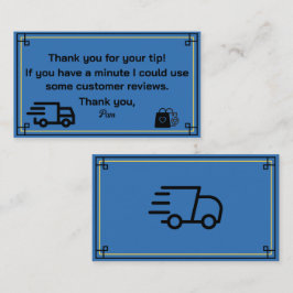 Obrigado pelo Cartão de visita de driver de entreg