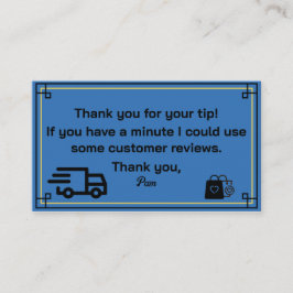 Obrigado pelo Cartão de visita de driver de entreg