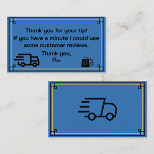 Obrigado pelo Cartão de visita de driver de entreg