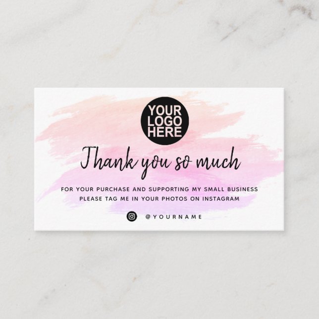 Obrigado Pelo Seu Pedido De Cartões Modelo Small B (Frente)