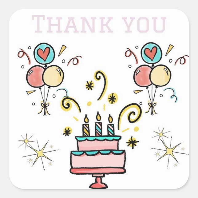 Obrigado pelos adesivos de presentes de aniversári (Frente)