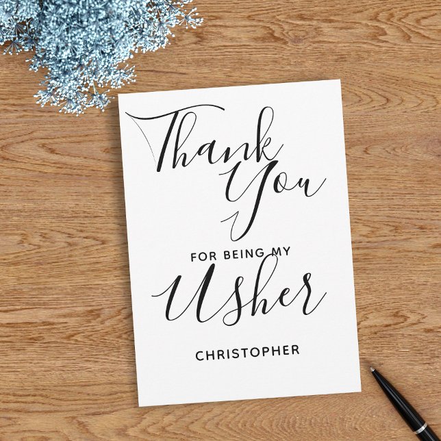 Obrigado por ser meu Cartão Flat Usher de Casament (Thank your Wedding Usher with this card. Just add their name)