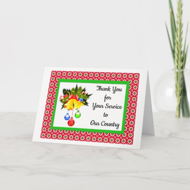 Obrigado por Servir Cartões de Natal Militar (Frente)