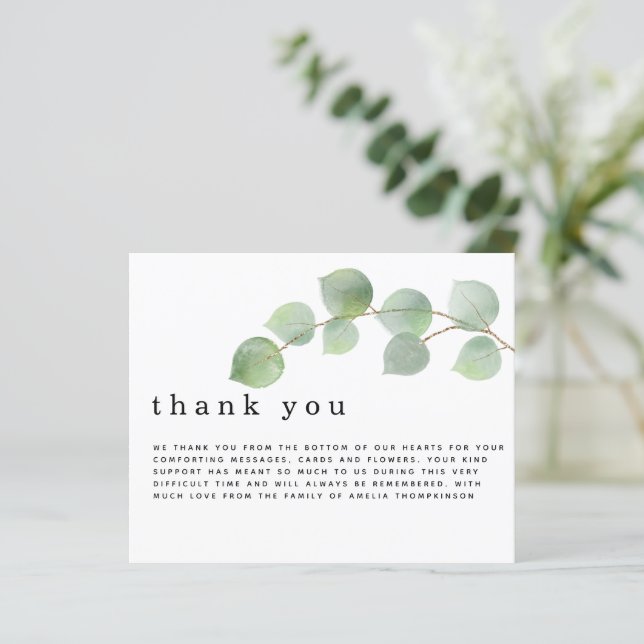 Obrigado por simpatia no funeral de Eucalipto econ (Em pé/Frente)