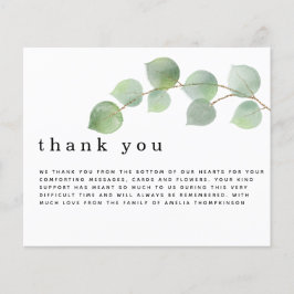 Obrigado por simpatia no funeral de Eucalipto econ