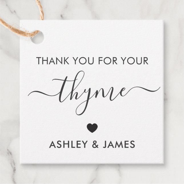 Obrigado por sua etiqueta de presente de tomilho,  (Frente)