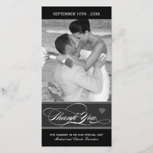 Obrigado preto e branco elegante você cartão com