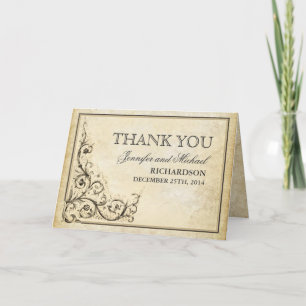 obrigado que você vintage floresce cartão