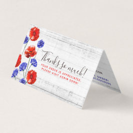 Obrigado Red Poppy & Cornflower Rusly Wood Card