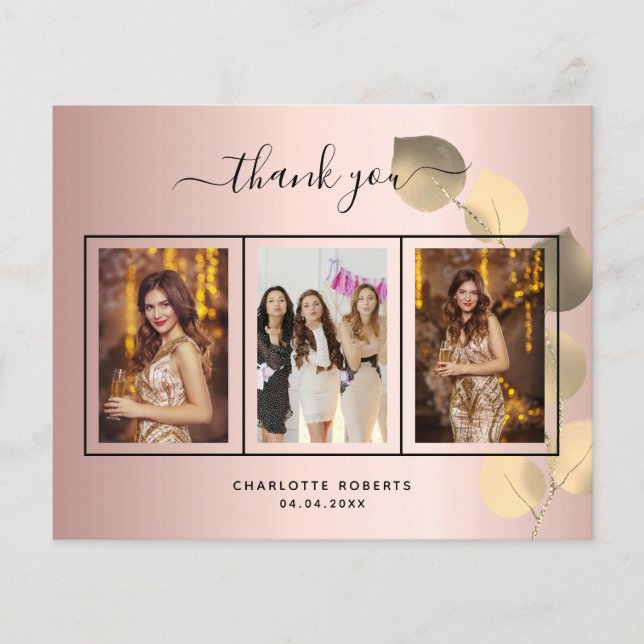 Obrigado rosa de aniversário eucalipto orçamento f (Frente)