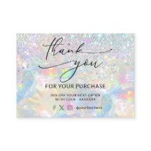 obrigado seu cartão de visita opal brilhante