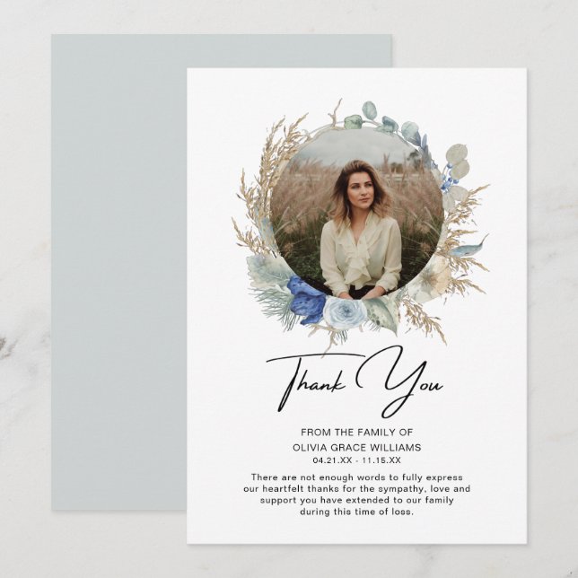 Obrigado Simpatia Foto Funeral Bereavement (Frente/Verso)