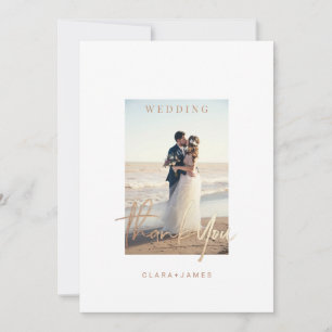 Obrigado Simple Script Wedding Beach Cartão com f