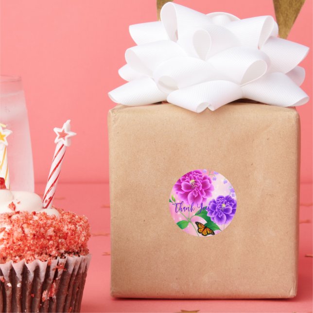 Obrigado simples adesivo de embrulho floral (Festa)