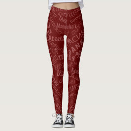 Obrigado Texto Leggings Multilíngues Escolher Core