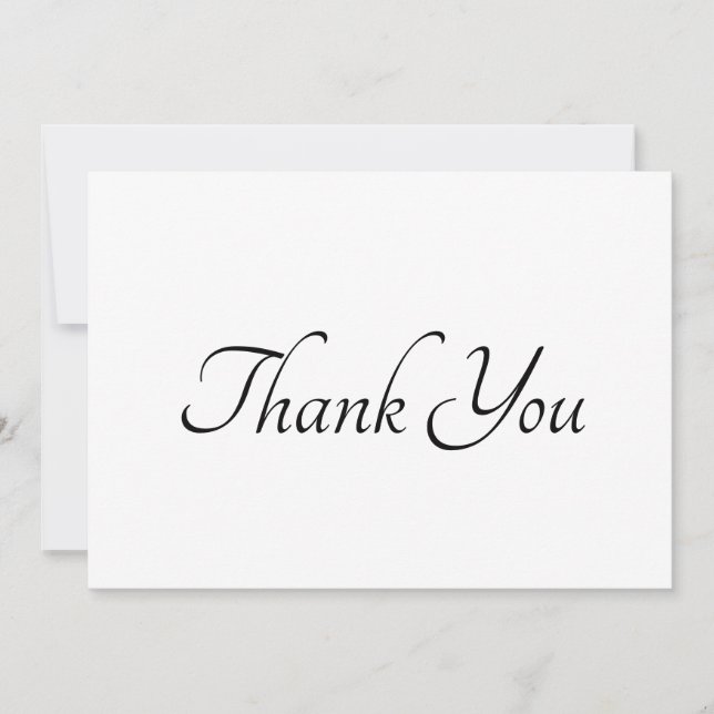 Obrigado White script preto elegante cartão chic (Frente)