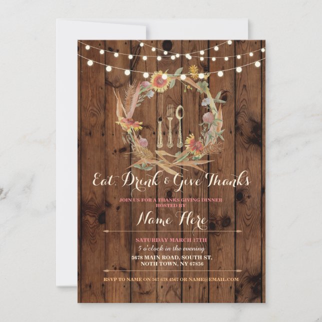 Obrigados Dando Convite De Ação De Graças (Frente)