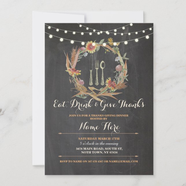 Obrigados Dando Convite De Ação De Graças (Frente)