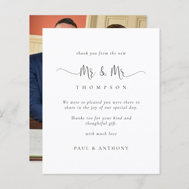 Obrigados de casamento do Sr. Script Photo Gay (Frente/Verso)