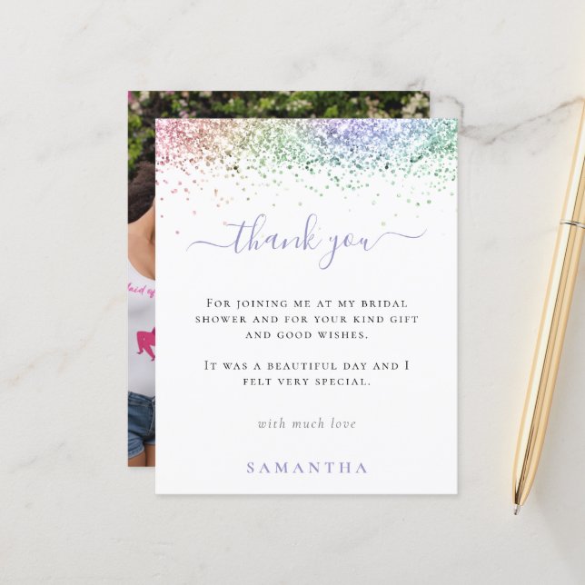 Obrigados de Chá de panela de Fotografia Glitter d (Frente/Verso In Situ)