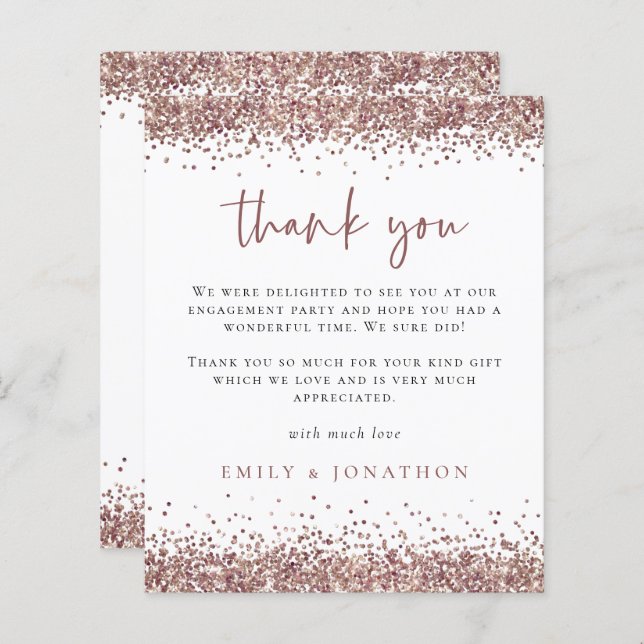 Obrigados de Festa de noivado brilhante Dourada do (Frente/Verso)