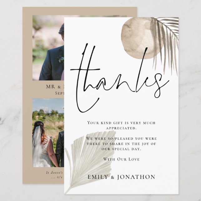 OBRIGADOS de Foto de Casamento de Grass 3 Pampas d (Frente/Verso)