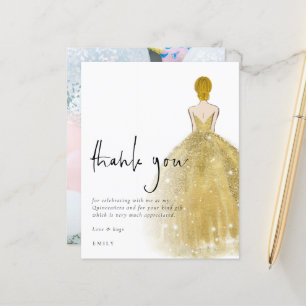 Obrigados de Quinceañera com Foto Blonde Dourada 