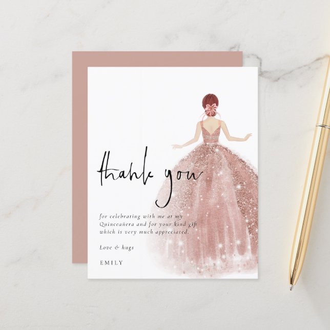 Obrigados de Quinceañera, Gown Auburn, Rosa Dourad (Frente/Verso In Situ)