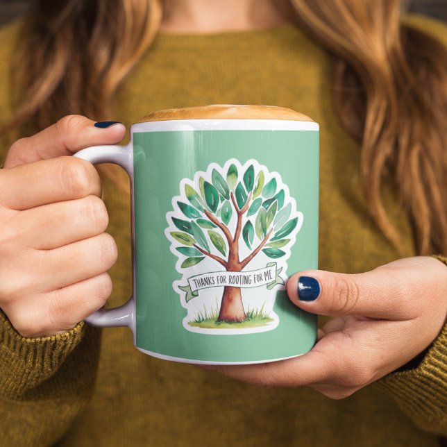 Obrigados De Raiz Para Mim Caneca (Show your gratitude for support with this, "Thanks for rooting for me" tree mug! )