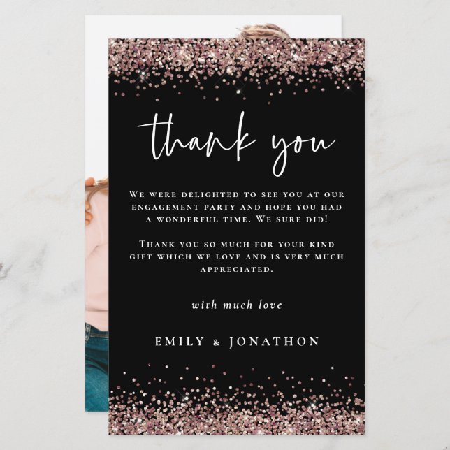 Obrigados Dourados Glitter do Rosa de Fotografia d (Frente/Verso)