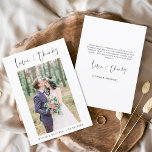 Obrigados e amor de casamento do orçamento Obrigad<br><div class="desc">Casamento de Orçamento Obrigado Cartões que têm uma foto na frente e atrás. Os cartões de agradecimento contêm uma tipografia cursiva moderna,  escrita com letra de mão,  que é elegante,  simples e moderna para usar depois de você celebrar o dia de casamento simples e minimalista.</div>