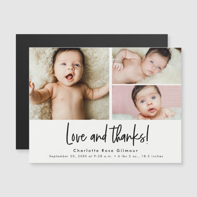 Obrigados e amor Fotos do bebê 3 Obrigado (Frente/Verso)