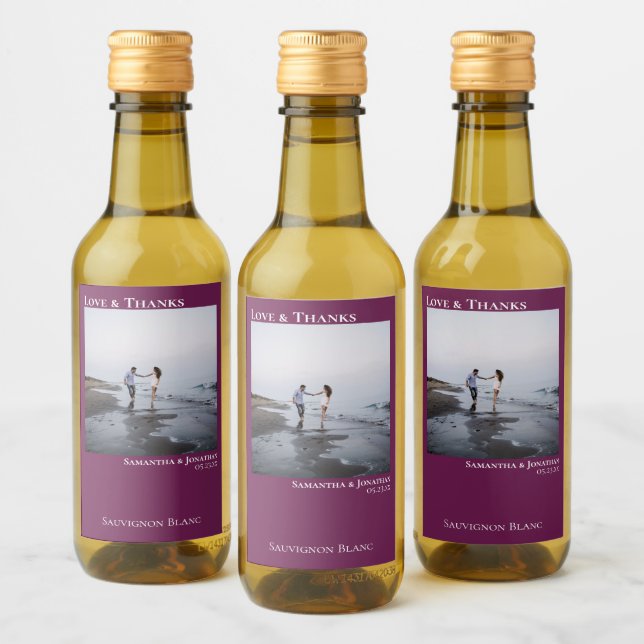 Obrigados Magenta ou Berry Foto Mini (Garrafas)