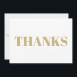 Obrigados, obrigado, cartão elegante branco-ouro e<br><div class="desc">Obrigados,  Obrigado,  Cartão de Nota Ouro Branco. Elegante,  design moderna.</div>