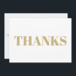 Obrigados, obrigado, cartão elegante branco-ouro e<br><div class="desc">Obrigados, Obrigado, Cartão de Nota Ouro Branco. Elegante, design moderna.</div>