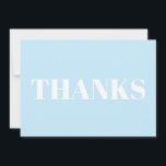 Obrigados, obrigado, cartão moderno branco azul cl<br><div class="desc">Obrigados, Obrigado, Cartão de Nota Branco-claro-azul-claro. Elegante, design moderna.</div>